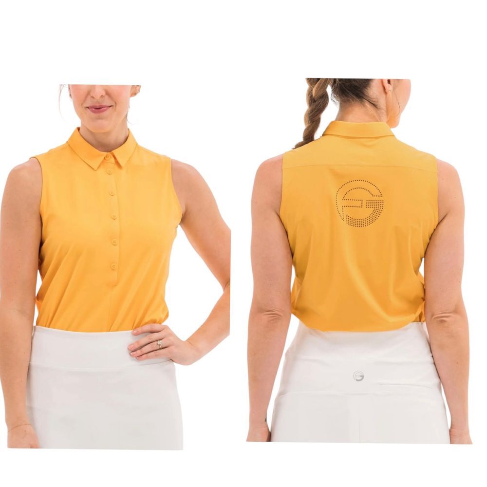 Foray Golf CORE Sleeveless Athletic Golf Shirt Amber Yellow Performance Polo M